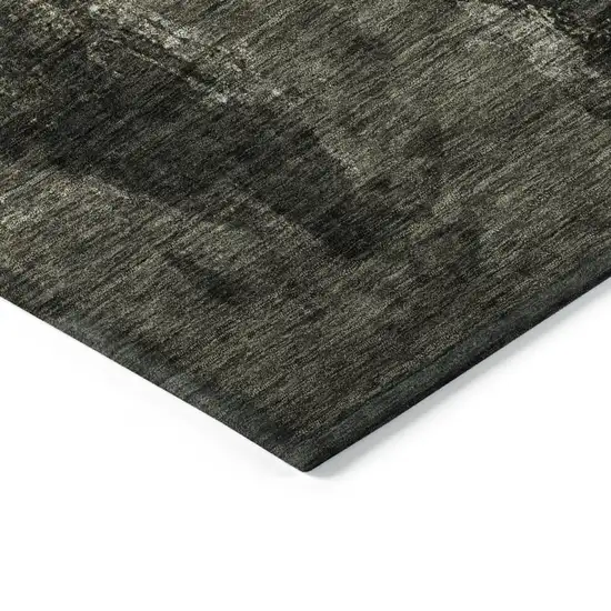 8' Charcoal And Black Round Abstract Washable Indoor Outdoor Area Rug Photo 4