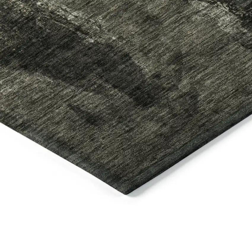 8' Charcoal And Black Round Abstract Washable Indoor Outdoor Area Rug Photo 4
