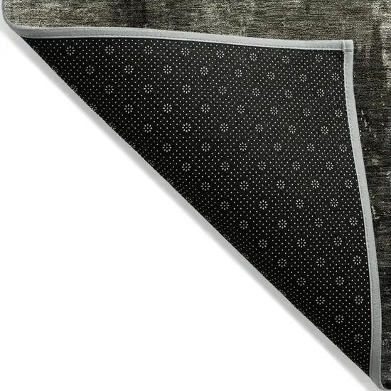 8' Charcoal And Black Round Abstract Washable Indoor Outdoor Area Rug Photo 3