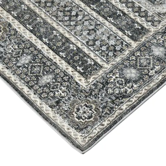 8' Charcoal And Gray Medallion Runner Rug Photo 6