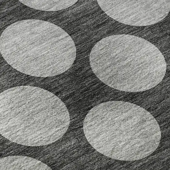 8' Charcoal And Gray Polka Dot Washable Round Rug With UV Protection Photo 8