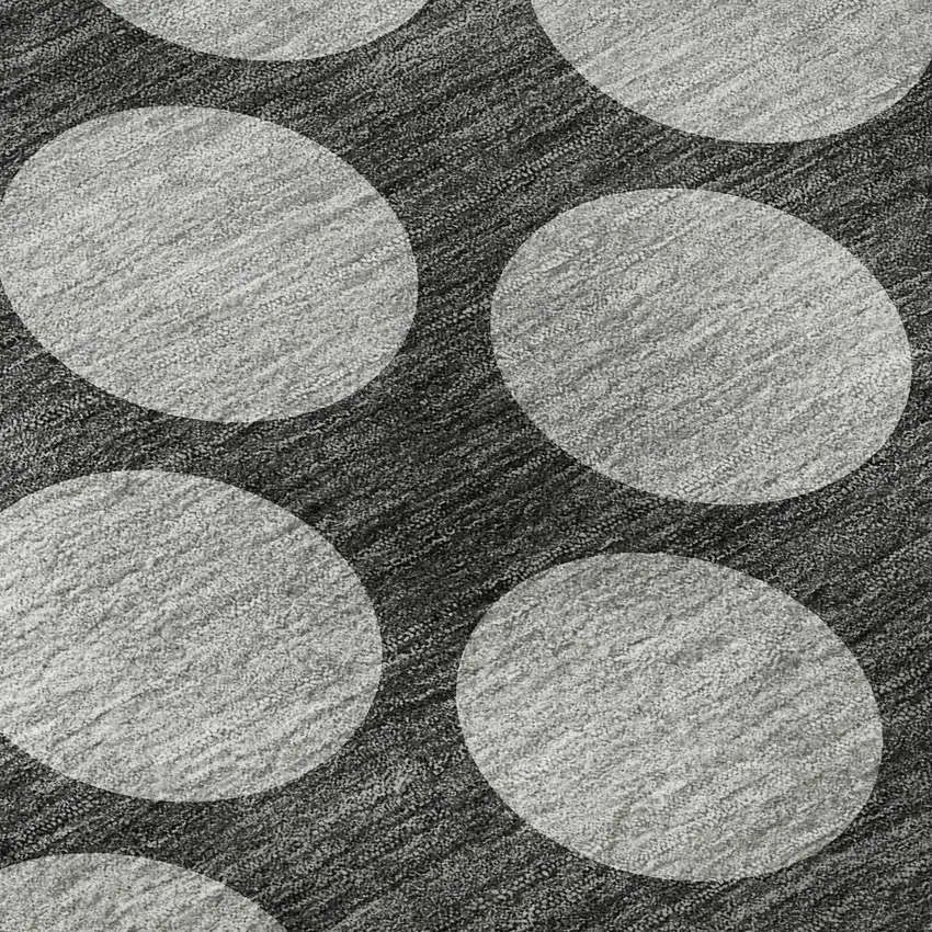 8' Charcoal And Gray Polka Dot Washable Round Rug With UV Protection Photo 8