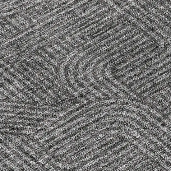 8' Charcoal And Gray Round Abstract Washable Indoor Outdoor Area Rug Photo 8