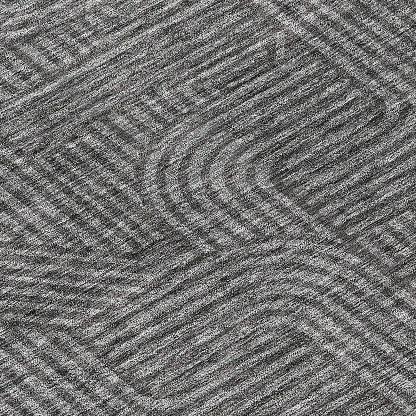 8' Charcoal And Gray Round Abstract Washable Indoor Outdoor Area Rug Photo 8
