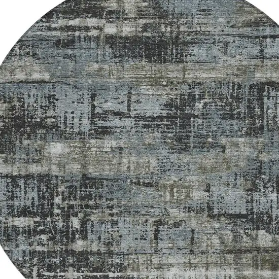 8' Charcoal And Gray Round Geometric Washable Indoor Outdoor Area Rug Photo 7