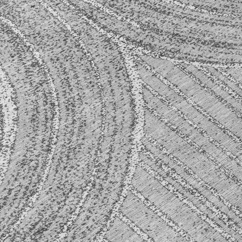 8' Charcoal And Gray Round Geometric Washable Indoor Outdoor Area Rug Photo 9