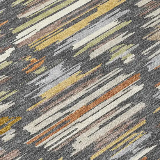 8' Charcoal And Gray Round Southwestern Washable Indoor Outdoor Area Rug Photo 7