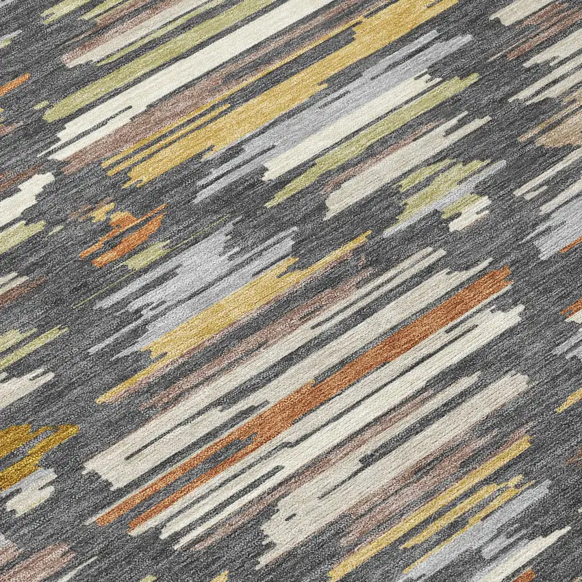 8' Charcoal And Gray Round Southwestern Washable Indoor Outdoor Area Rug Photo 7