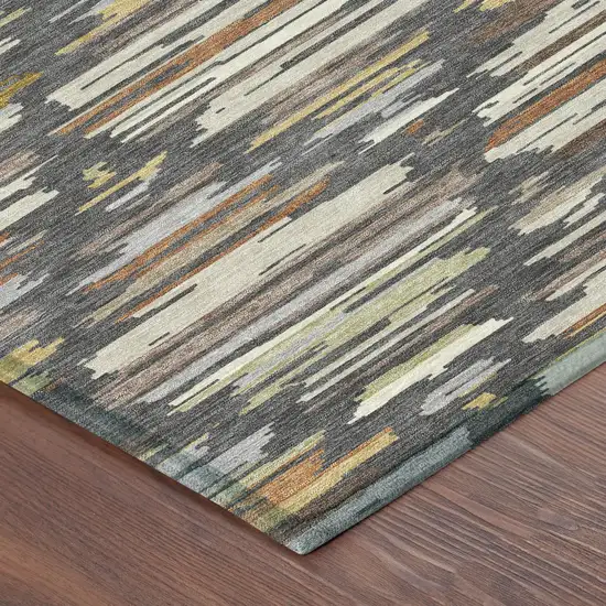 8' Charcoal And Gray Round Southwestern Washable Indoor Outdoor Area Rug Photo 6