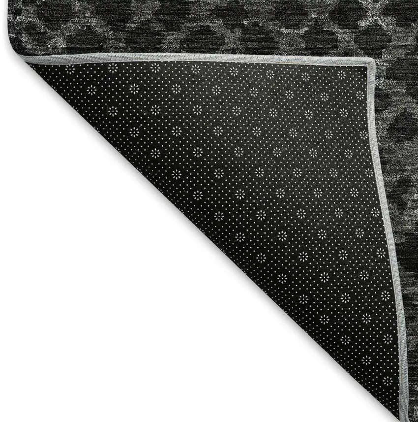 8' Charcoal And Ivory Abstract Geometric Washable Round Rug With UV Protection Photo 6