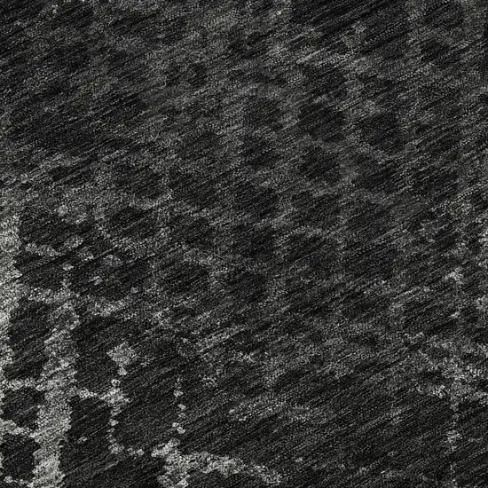 8' Charcoal And Ivory Abstract Geometric Washable Round Rug With UV Protection Photo 9