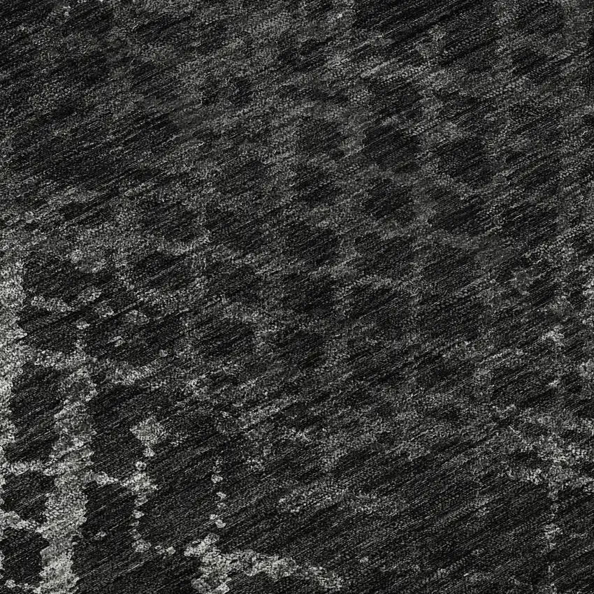 8' Charcoal And Ivory Abstract Geometric Washable Round Rug With UV Protection Photo 9