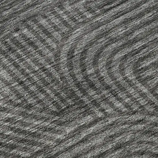 8' Charcoal And Ivory Abstract Geometric Washable Round Rug With UV Protection Photo 9