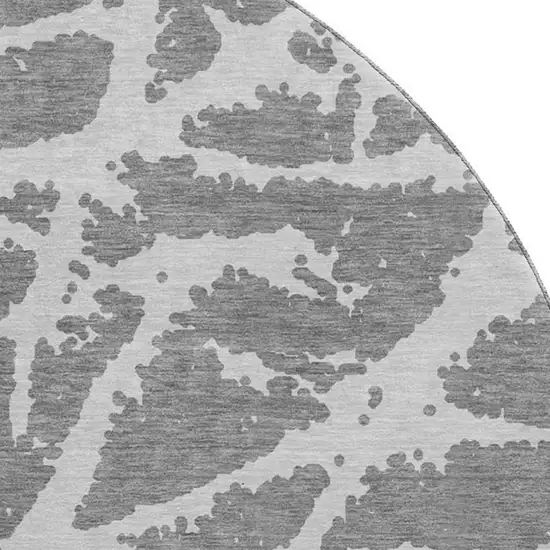 8' Charcoal And Ivory Abstract Washable Round Rug With UV Protection Photo 3