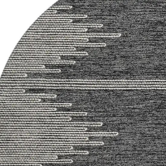 8' Charcoal And Ivory Abstract Washable Round Rug With UV Protection Photo 4