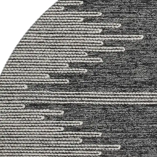 8' Charcoal And Ivory Abstract Washable Round Rug With UV Protection Photo 3