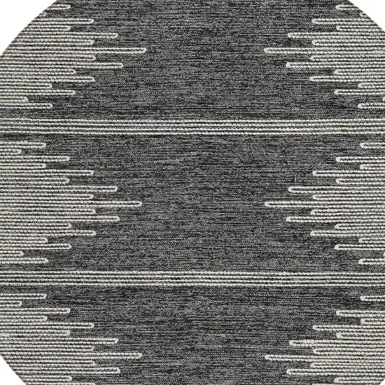8' Charcoal And Ivory Round Abstract Washable Indoor Outdoor Area Rug Photo 6