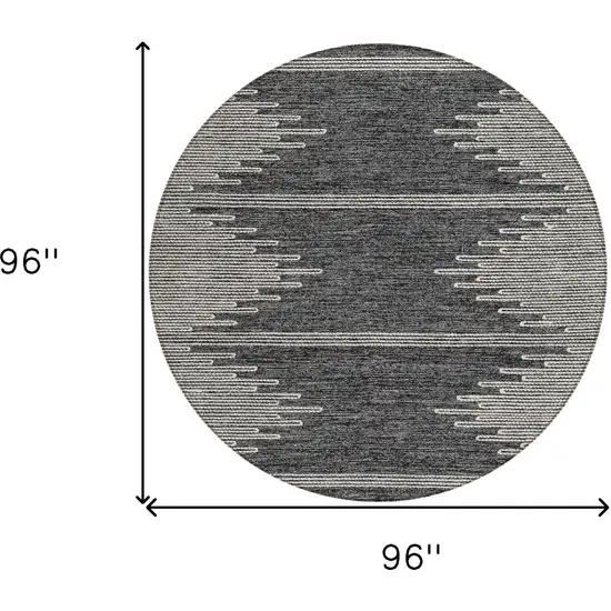 8' Charcoal And Ivory Round Abstract Washable Indoor Outdoor Area Rug Photo 3
