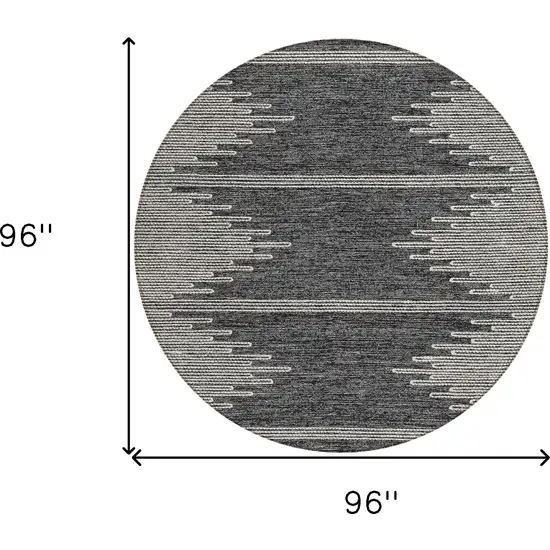 8' Charcoal And Ivory Round Abstract Washable Indoor Outdoor Area Rug Photo 3