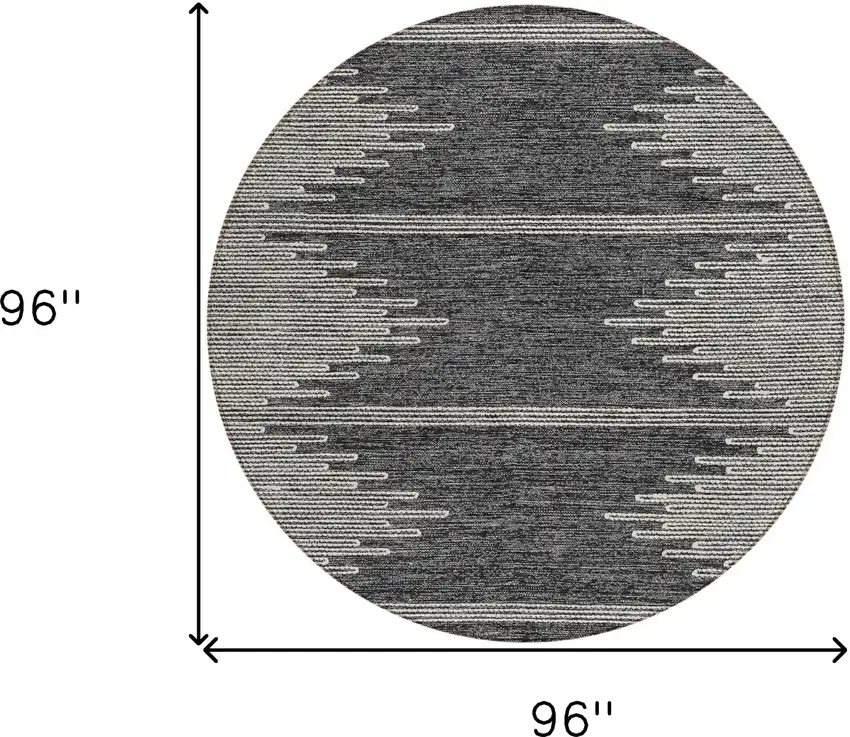 8' Charcoal And Ivory Round Abstract Washable Indoor Outdoor Area Rug Photo 3