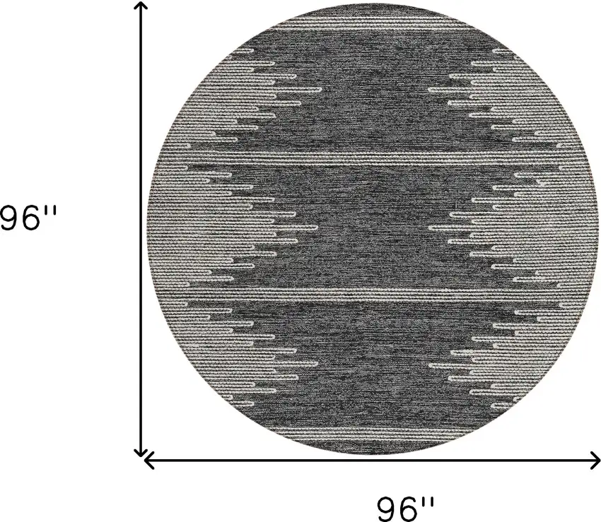 8' Charcoal And Ivory Round Abstract Washable Indoor Outdoor Area Rug Photo 3