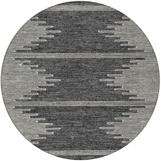 8' Charcoal And Ivory Round Abstract Washable Indoor Outdoor Area Rug Photo 7