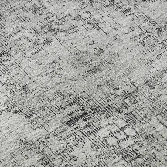 8' Charcoal And Silver Oriental Washable Area Rug With UV Protection Photo 9