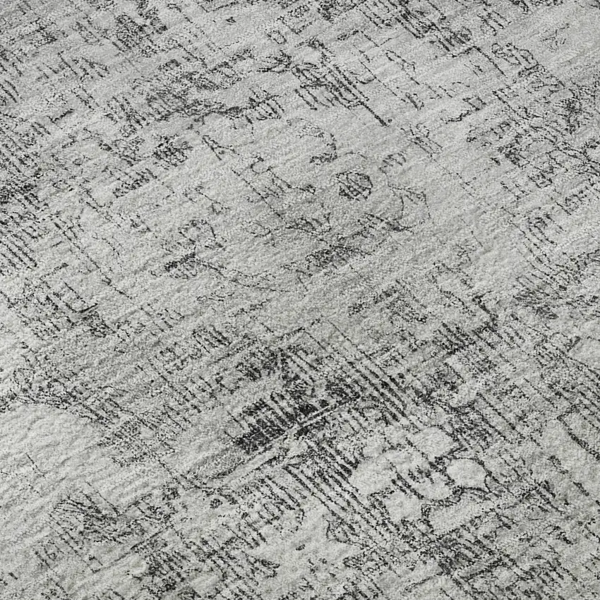 8' Charcoal And Silver Oriental Washable Area Rug With UV Protection Photo 9