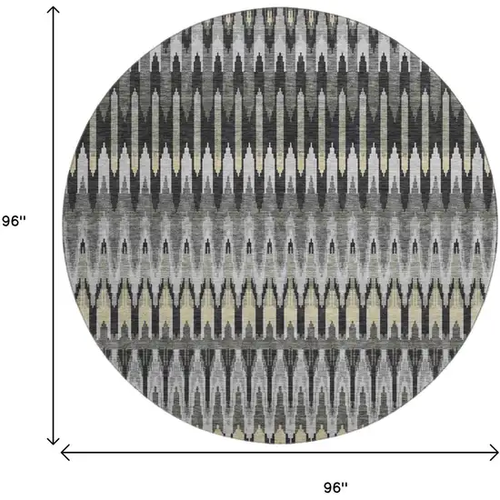 8' Charcoal Beige And Gray Southwestern Washable Round Rug With UV Protection Photo 3