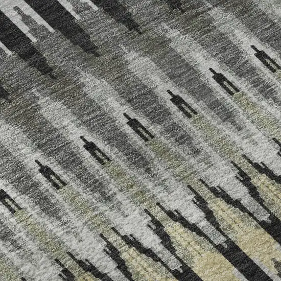 8' Charcoal Beige And Gray Southwestern Washable Round Rug With UV Protection Photo 9