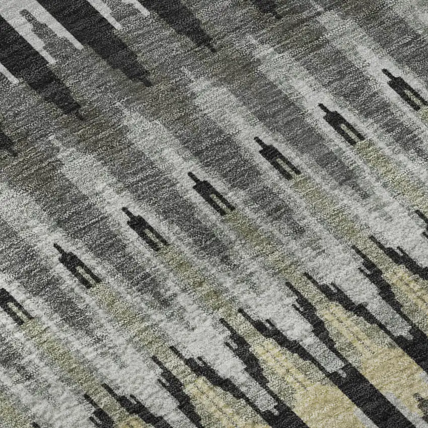 8' Charcoal Beige And Gray Southwestern Washable Round Rug With UV Protection Photo 9