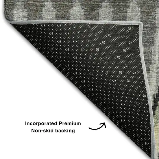 8' Charcoal Beige And Gray Southwestern Washable Round Rug With UV Protection Photo 6