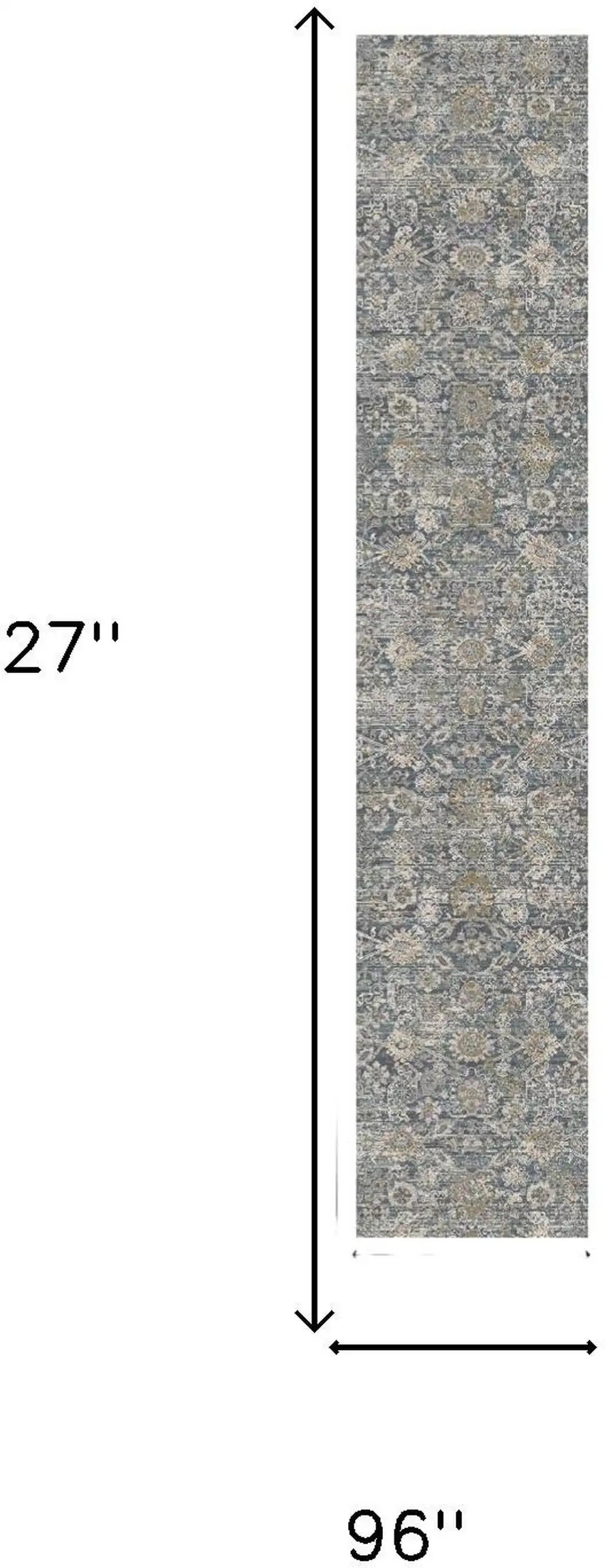 8' Charcoal Brown And Ivory Floral Distressed Runner Rug With Fringe Photo 3