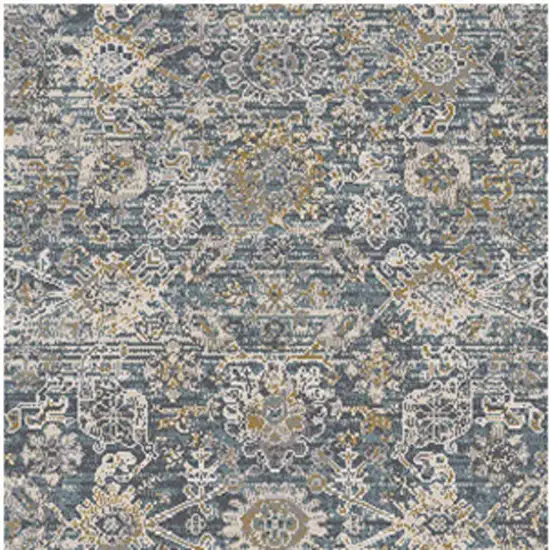 8' Charcoal Brown And Ivory Floral Distressed Runner Rug With Fringe Photo 7