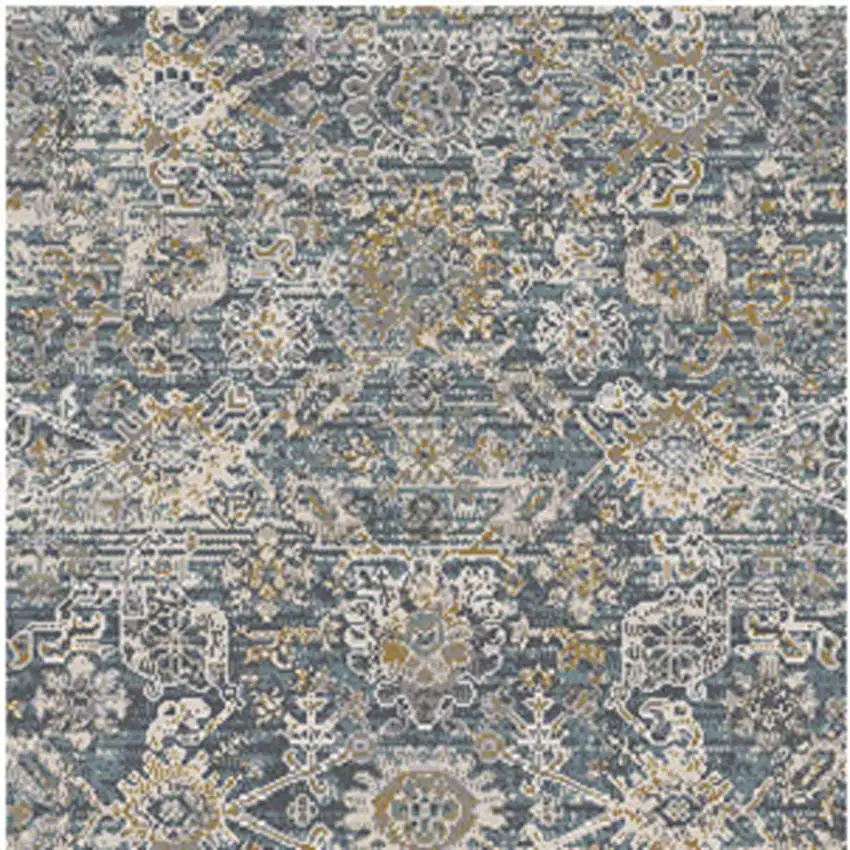 8' Charcoal Brown And Ivory Floral Distressed Runner Rug With Fringe Photo 7