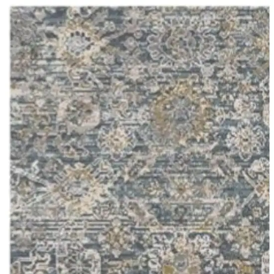 8' Charcoal Brown And Ivory Floral Distressed Runner Rug With Fringe Photo 4