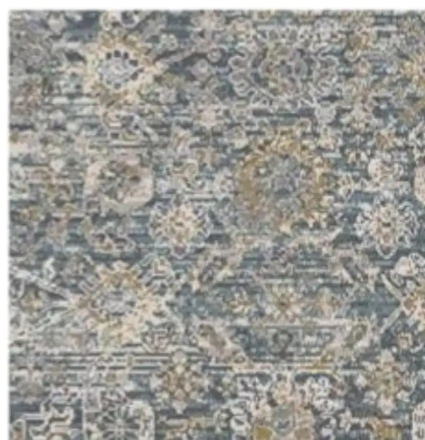 8' Charcoal Brown And Ivory Floral Distressed Runner Rug With Fringe Photo 4