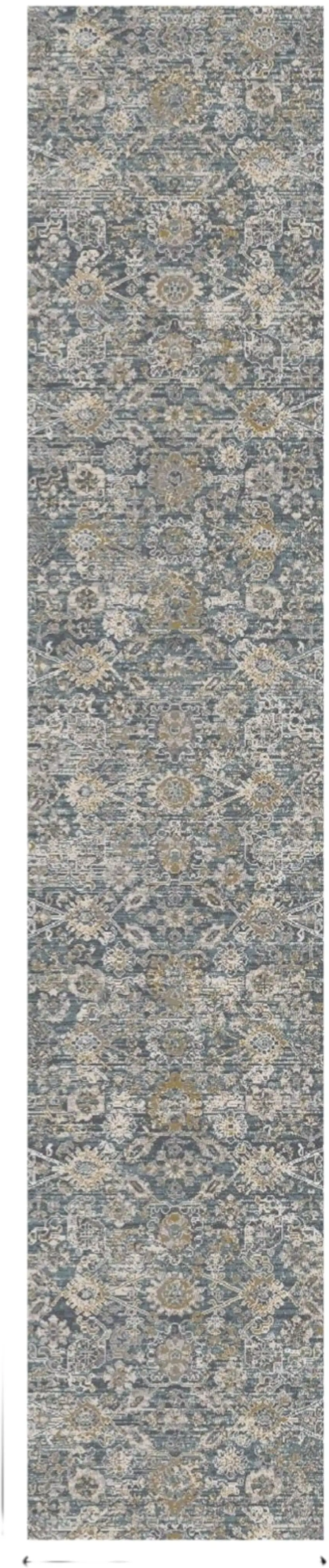 8' Charcoal Brown And Ivory Floral Distressed Runner Rug With Fringe Photo 2