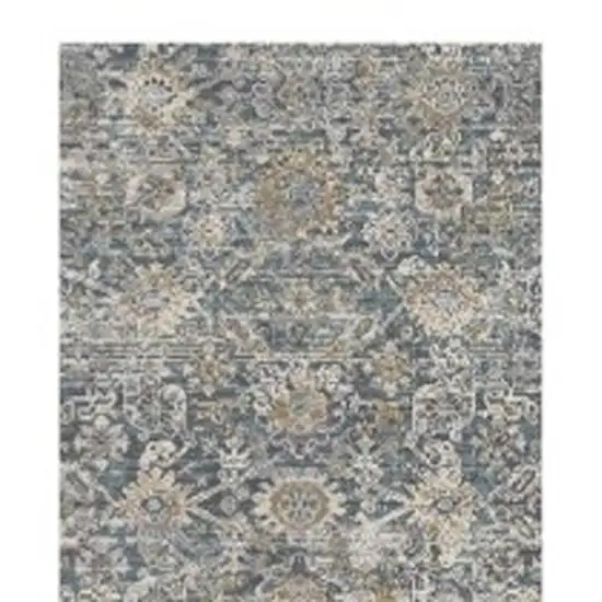 10' Charcoal Brown And Ivory Floral Distressed Runner Rug With Fringe Photo 4