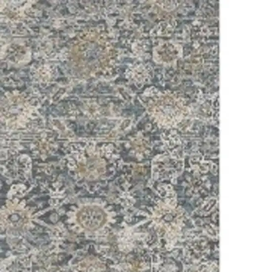 10' Charcoal Brown And Ivory Floral Distressed Runner Rug With Fringe Photo 5