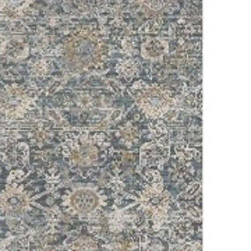 10' Charcoal Brown And Ivory Floral Distressed Runner Rug With Fringe Photo 5