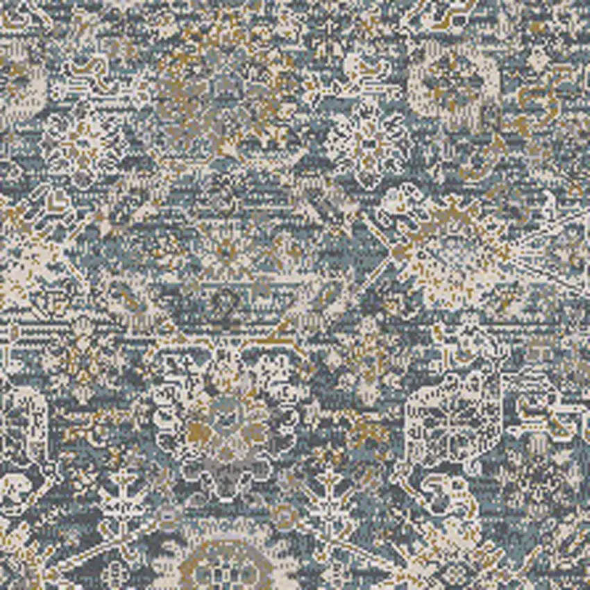 10' Charcoal Brown And Ivory Floral Distressed Runner Rug With Fringe Photo 6