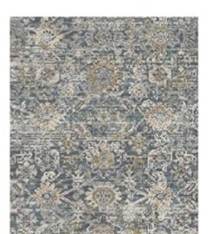 12' Charcoal Brown And Ivory Floral Distressed Runner Rug With Fringe Photo 4