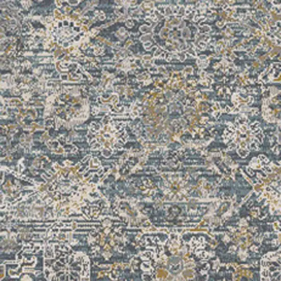 12' Charcoal Brown And Ivory Floral Distressed Runner Rug With Fringe Photo 6