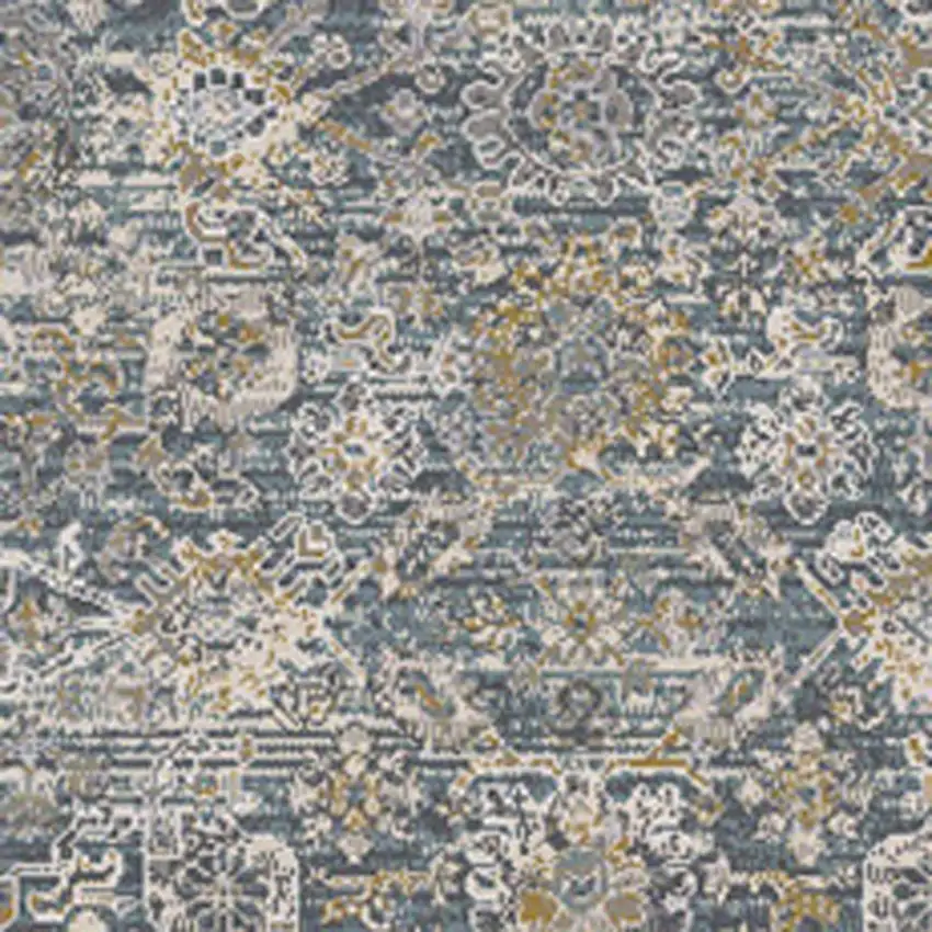 12' Charcoal Brown And Ivory Floral Distressed Runner Rug With Fringe Photo 6