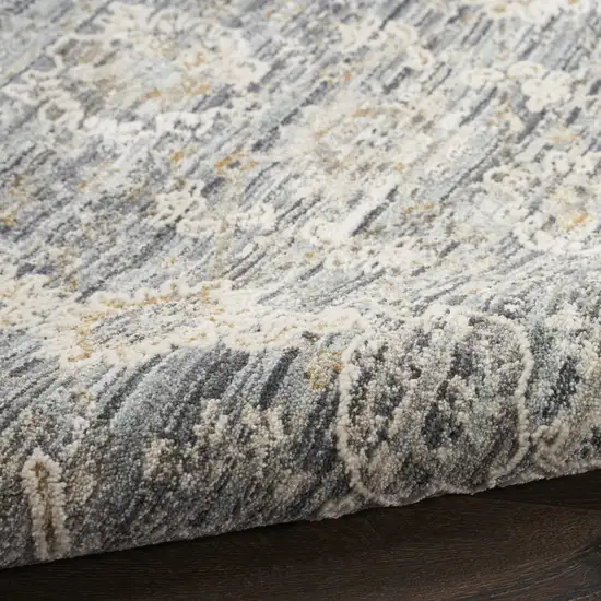 12' Charcoal Brown And Ivory Floral Distressed Runner Rug With Fringe Photo 8