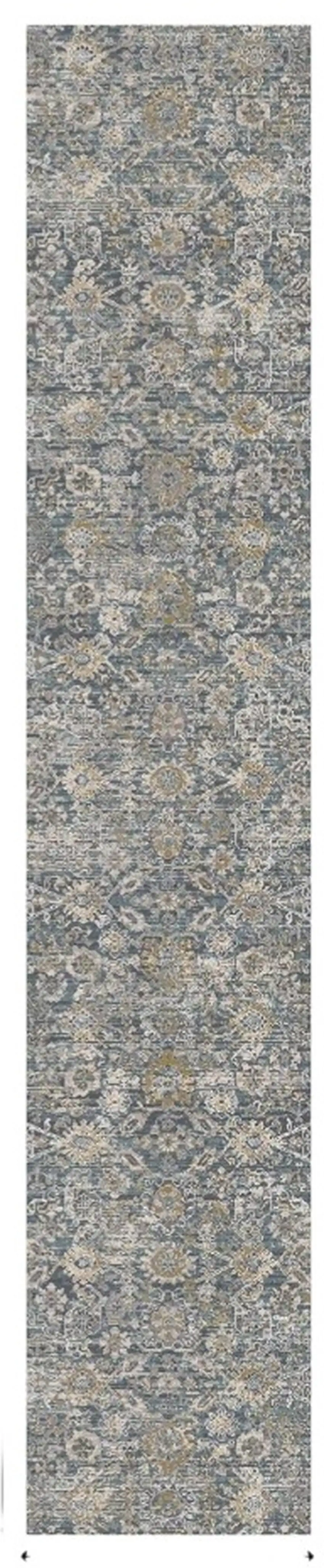 12' Charcoal Brown And Ivory Floral Distressed Runner Rug With Fringe Photo 2