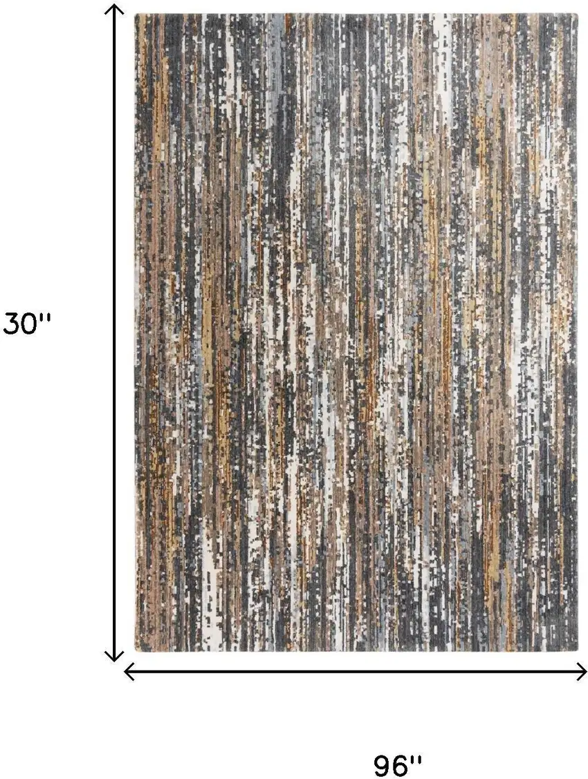 8' Charcoal Brown Rust Beige And Ivory Abstract Hand Carved Handmade Area Rug Photo 6