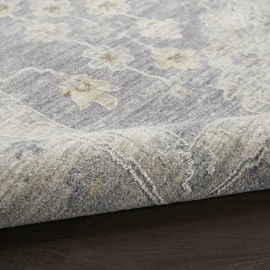 10' Charcoal Floral Runner Rug Photo 8