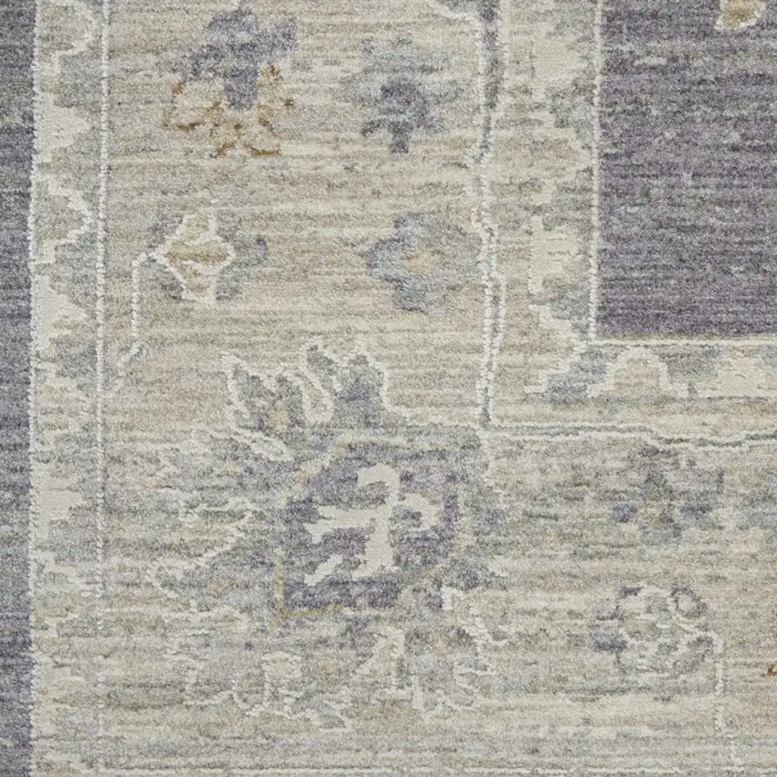 10' Charcoal Floral Runner Rug Photo 4